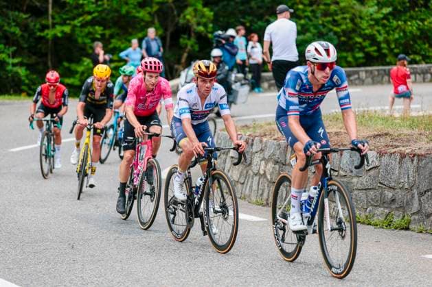 Tour de France 2025 Stage 14 LUCHON SUPERBAGNERES, FRANCE - JULY 19 : Evenepoel Remco (BEL) of Soudal - Quick Step in action during stage 14 of the 112th edition of Tour de France an UCI World Tour 2.UWT cycling road race stage for Men Elite of 183 km with start in Pau and finish in Luchon Superbagneres on July 19, 2025 in Luchon Superbagneres, France, 19 07 2025 ( Motordriver Kenny Verfaillie - Luchon Superbagneres France  Copyright: xLucaxBettinix