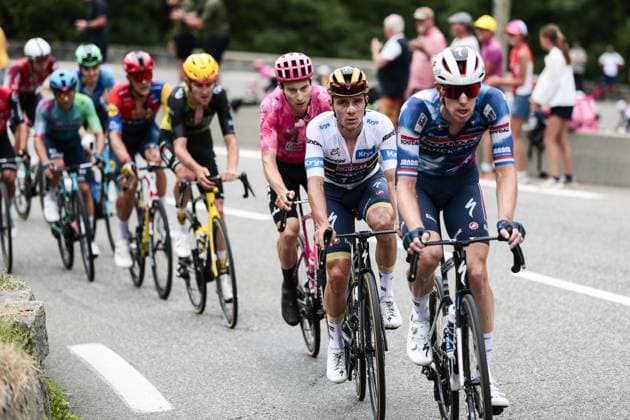 Belgian Remco Evenepoel of Soudal Quick-Step pictured in action during stage 14 of the 2025 Tour de France cycling race, from Pau to Luchon-Superbagneres (183 km), on Saturday 19 July 2025 in France. The 112th edition of the Tour de France starts on Saturday 5 July in Lille, France, and will finish in Paris, France on the 27th of July. POOLxLUCAxBETTINI  x129560961x