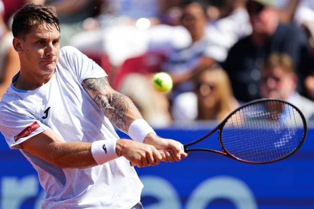 BASTAD, SWEDEN 20250719 Camilo Ugo Carabelli, Argentina, during Saturdays semifinal between Camilo Ugo Carabelli, Argentina, and Jesper de Jong, the Netherlands, in the mens singles at the Nordea Open tennis tournament in Bastad BASTAD SWEDEN x9200x  Copyright: xBjörnxLarssonxRosvall TTx NORDEA OPEN 2025