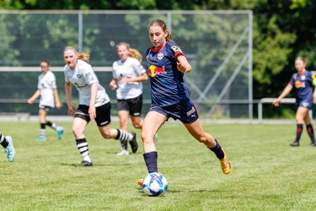 Valentina Lutz 5, FC Red Bull Salzburg at the match FFC Wacker München v FC Red Bull Salzburg, Soccer, Women, Regionalliga Süd, 2025 2026, Test match on 19 07 2025 in Fürstenfeldbruck, Stadion a d Klosterstraße Bayern Germany