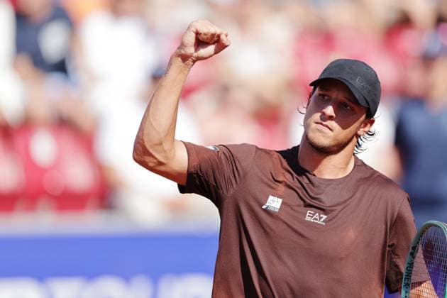 Luciano Darderi, Italy, during Saturday s semifinal in the men s singles at the Nordea Open tennis tournament in Bastad, Sweden on july 19, 2025 BASTAD SWEDEN x9200x  Copyright: xBjörnxLarssonxRosvall TTx NORDEA OPEN 2025