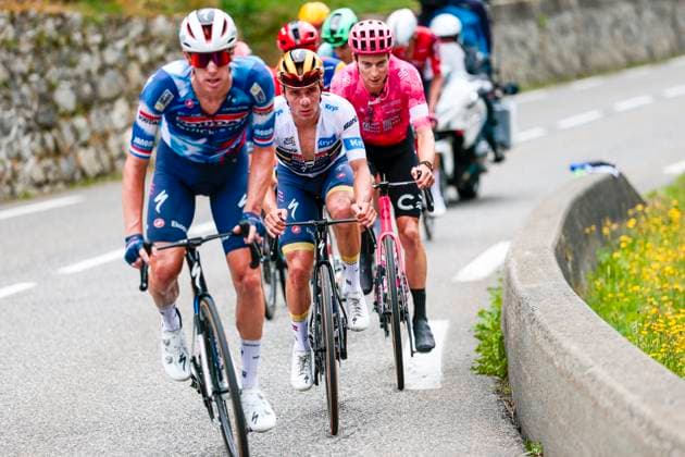 Tour de France 2025 Stage 14 LUCHON SUPERBAGNERES, FRANCE - JULY 19 : Evenepoel Remco (BEL) of Soudal - Quick Step in action during stage 14 of the 112th edition of Tour de France an UCI World Tour 2.UWT cycling road race stage for Men Elite of 183 km with start in Pau and finish in Luchon Superbagneres on July 19, 2025 in Luchon Superbagneres, France, 19 07 2025 ( Motordriver Kenny Verfaillie - Luchon Superbagneres France  Copyright: xLucaxBettinix