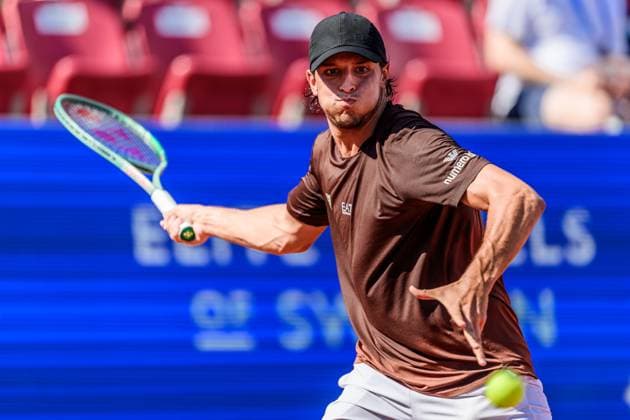 250719 Luciano Darderi of Italy competes in a singles semifinal tennis match during day 7 of the Nordea Open on July 19, 2025 in Bastad Photo Mathilda Schuler BILDBYRAN kod MA MA0848 tennis atp 250 nordea open bbeng semifinal  Copyright: MATHILDAxSCHULER BB250719MA044