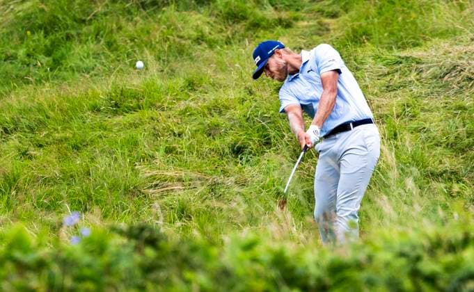 PORTRUSH, NORTHERN IRELAND 20250719 Jesper Svensson of Sweden plays his way out of the rough on the 12th hole on the third day of The Open Golf at Royal Portrush Golf Club on Saturday PORTRUSH UNITED KINGDOM x40750x  Copyright: xChristerxHöglund TTx BRITISH OPEN GOLF 2025