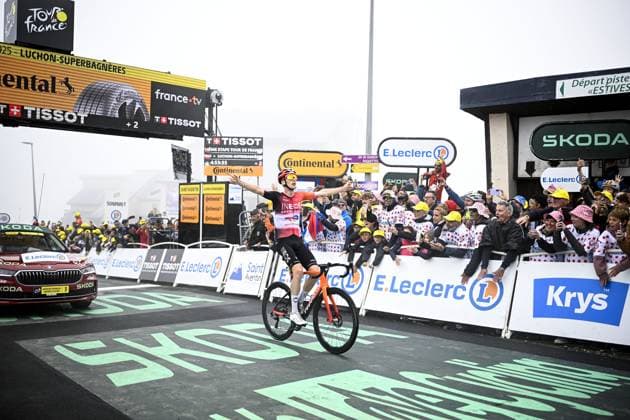 Dutch Thymen Arensman of Ineos Grenadiers wins stage 14 of the 2025 Tour de France cycling race, from Pau to Luchon-Superbagneres (183 km), on Saturday 19 July 2025 in France. The 112th edition of the Tour de France starts on Saturday 5 July in Lille, France, and will finish in Paris, France on the 27th of July. JASPERxJACOBS  x129570122x