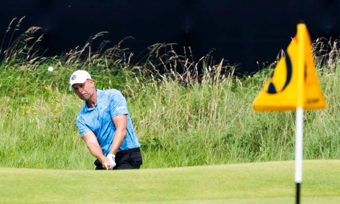 PORTRUSH, NORTHERN IRELAND 20250719 Henrik Stenson of Sweden chips in toward the flag on the 14th hole on the third day of competition in The Open Golf at Royal Portrush Golf Club on Saturday PORTRUSH UNITED KINGDOM x40750x  Copyright: xChristerxHöglund TTx BRITISH OPEN GOLF 2025