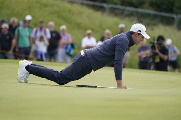 The 153rd Open Championship 2025 Matthew Fitzpatrick on the green lies down to read the putt On the 1st hole In action on the 3rd day TheÊ153rd Open Championship, Royal Portrush Golf Club (Dunluce Links) in Portrush, County Antrim, Northern Ireland, from Thursday, 17 July to Sunday, 20 July 2025. Copyright: xMarkxNewcombex