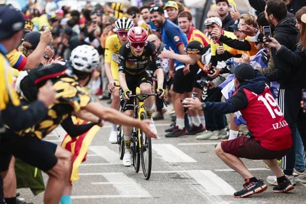 Danish Jonas Vingegaard Hansen of Team Visma-Lease a Bike and Slovenian Tadej Pogacar of UAE Team Emirates pictured in action during stage 14 of the 2025 Tour de France cycling race, from Pau to Luchon-Superbagneres (183 km), on Saturday 19 July 2025 in France. The 112th edition of the Tour de France starts on Saturday 5 July in Lille, France, and will finish in Paris, France on the 27th of July. POOLxLUCAxBETTINI  x129572583x