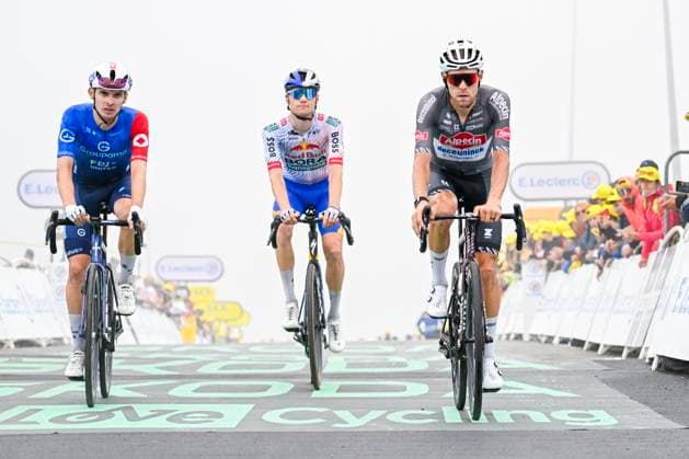 Tour de France 2025 Stage 14 LUCHON SUPERBAGNERES, FRANCE - JULY 19 : Meurisse Xandro (BEL) of Alpecin-Deceuninck at the finish line during stage 14 of the 112th edition of Tour de France an UCI World Tour 2.UWT cycling road race stage for Men Elite of 183 km with start in Pau and finish in Luchon Superbagneres on July 19, 2025 in Luchon Superbagneres, France, 19 07 2025 ( Motordriver Kenny Verfaillie - Luchon Superbagneres France  Copyright: xJanxDexMeuleneirx