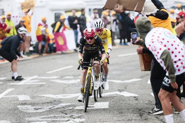 Danish Jonas Vingegaard Hansen of Team Visma-Lease a Bike pictured in action during stage 14 of the 2025 Tour de France cycling race, from Pau to Luchon-Superbagneres (183 km), on Saturday 19 July 2025 in France. The 112th edition of the Tour de France starts on Saturday 5 July in Lille, France, and will finish in Paris, France on the 27th of July. POOLxLUCAxBETTINI  x129574529x