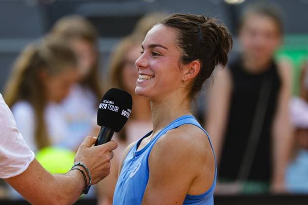 GER, Hamburg, xFSx, ATP250 Womens Tennis Tournament , MSC Hamburg Ladies Open 2025 , Semifinals ,19 07 2025 v l Lois Boisson FRA gives an interview Copyright: HMBxMedia FernandoxSoares