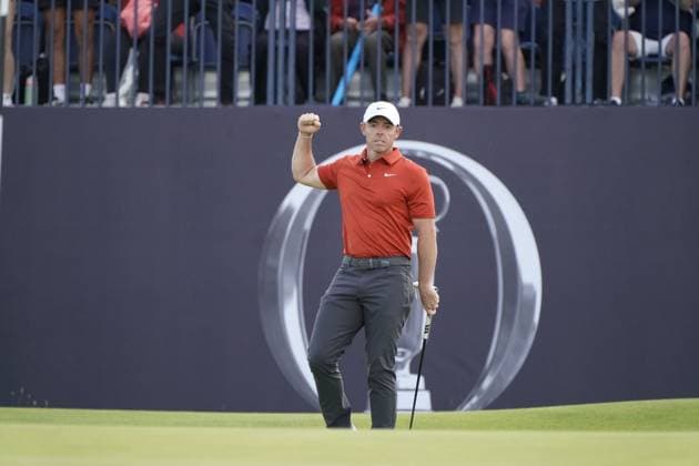 The 153rd Open Championship 2025 Rory Mcilroy Holes his putt for a birdie and punches the air On the 12th hole In action on the 3rd day TheÊ153rd Open Championship, Royal Portrush Golf Club (Dunluce Links) in Portrush, County Antrim, Northern Ireland, from Thursday, 17 July to Sunday, 20 July 2025. Copyright: xMarkxNewcombex