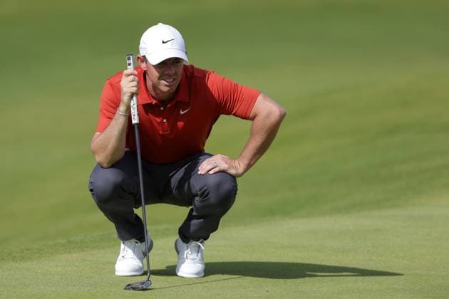 19th July 2025; Royal Portrush Golf Club, Portrush, County Antrim, Northern Ireland; The Open Golf Championship Round 3; Rory McIlroy (NIR) studies the line of his putt on the 9th hole  ActionPlus12815249 DavidxBlunsden