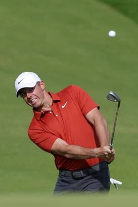 19th July 2025; Royal Portrush Golf Club, Portrush, County Antrim, Northern Ireland; The Open Golf Championship Round 3; Rory McIlroy (NIR) plays a pitch shot at the 9th hole  ActionPlus12815255 DavidxBlunsden