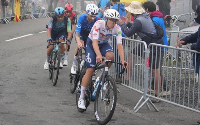 CYCLING - TOUR DE FRANCE 2025 - STAGE 14 Gachignard Thomas , Pacher Quentin , Velasco Simone and Venturini ClÃ ment during the Tour de France 2025, UCI WorldTour cycling event, Stage 14, Pau - Luchon-Superbagneres (182,6 Km) on 19 July 2025 in Saint-Aventin, France - Photo Laurent Lairys PSNEWZ Saint-AventinFrance  Copyright: xLaurentxLairysx