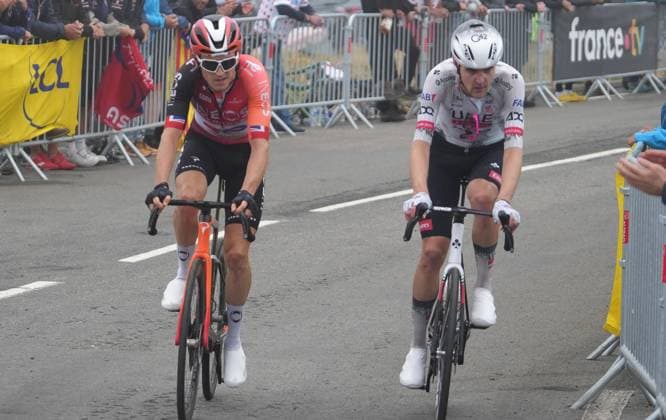 CYCLING - TOUR DE FRANCE 2025 - STAGE 14 Thomas Geraint and Sivakov Pavel during the Tour de France 2025, UCI WorldTour cycling event, Stage 14, Pau - Luchon-Superbagneres (182,6 Km) on 19 July 2025 in Saint-Aventin, France - Photo Laurent Lairys PSNEWZ Saint-AventinFrance  Copyright: xLaurentxLairysx