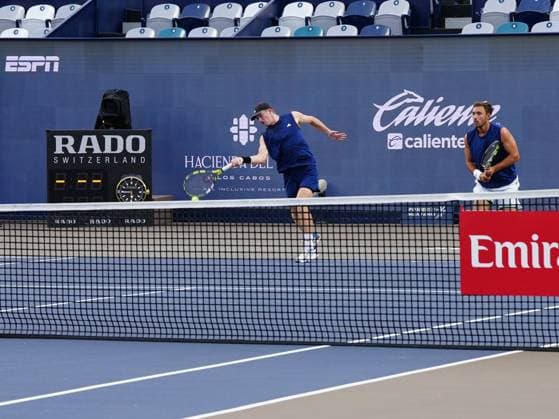 LOS CABOS TENNIS OPEN 2025 LOS CABOS TENNIS OPEN 2025 BAYLDON SCHOOLKATE VS TRACY CASH 19072025 LOS CABOS, BAJA CALIFORNIA, MEXICO Action photo of James Tracy and Robert Cash of the USA, during tue final of the doubles tournament of Los Cabos Tennis Open 2025 held at the Mextenis Stadium of the Cabo Sports Complex of Los Cabos, Baja California, Mexico Action photo of James Tracy and Robert Cash, during the final of the doubles tournament of the Los Cabos Tennis Open 2025 held at the Mextenis Stadium of the Cabo Sports Complex of Los Cabos, Baja California, Mexico PHOTO BY IMAGENSHOP AGENCIA FOTOGRAFICA LOS CABOS BAJA CALIFORNIA MEXICO Copyright: xIMAGENSHOPxAGENCIAxFOTOGRAFICAx
