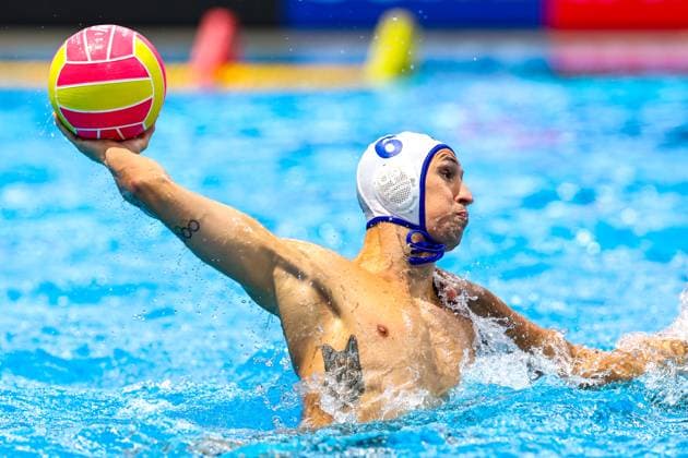 Andrei Prioteasa of Romania Romania v Canada, Water polo, Wasserball Singapore 2025 World Aquatics Championships, OCBC Aquatic Centre, July 20, 2025, Singapore, Singapore.