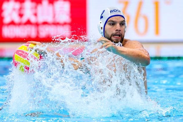 Francesco Iudean of Romania Romania v Canada, Water polo, Wasserball Singapore 2025 World Aquatics Championships, OCBC Aquatic Centre, July 20, 2025, Singapore, Singapore.