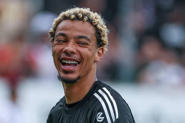 Soccer test match FSV Frankfurt Eintracht Frankfurt on 19 07 2025 at the PSD Bank Arena in Frankfurt Hugo Ekitike Frankfurt 11 laughs smiles MH