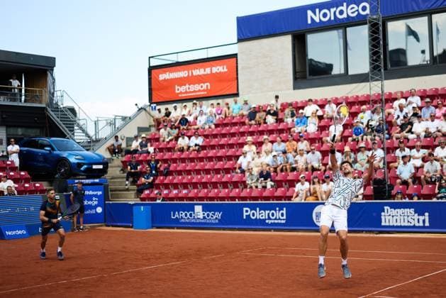 Guido Andreozzi, Argentina, left and Sander Arends, Netherlands, right during Sunday s men s doubles final where they face Adam Pavlasek, Czech Republic, and Jan Zielinski, Poland, during the Nordea Open tennis tournament in Bastad, Sweden on the 20th of July 2025 BASTAD SWEDEN x9200x  Copyright: xBjörnxLarssonxRosvall TTx NORDEA OPEN 2025 FINAL DOUBLES