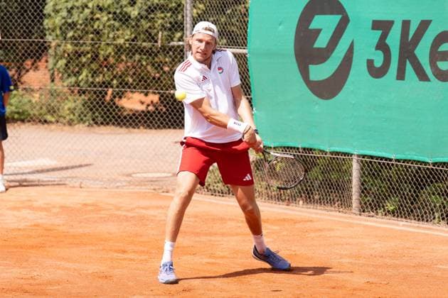 20 07 2025, xhfmx, Tennis 1 Bundesliga, FTC Palmengarten KTHC RW Koeln Jacopo Berettini Kölner THC in match against Pedro Cachin FTC Palmengarten DFL DFB REGULATIONS PROHIBIT ANY USE OF PHOTOGRAPHS as IMAGE SEQUENCES and or QUASI VIDEO Frankfurt am Main