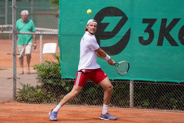 20 07 2025, xhfmx, Tennis 1 Bundesliga, FTC Palmengarten KTHC RW Koeln Jacopo Berettini Kölner THC in match against Pedro Cachin FTC Palmengarten DFL DFB REGULATIONS PROHIBIT ANY USE OF PHOTOGRAPHS as IMAGE SEQUENCES and or QUASI VIDEO Frankfurt am Main