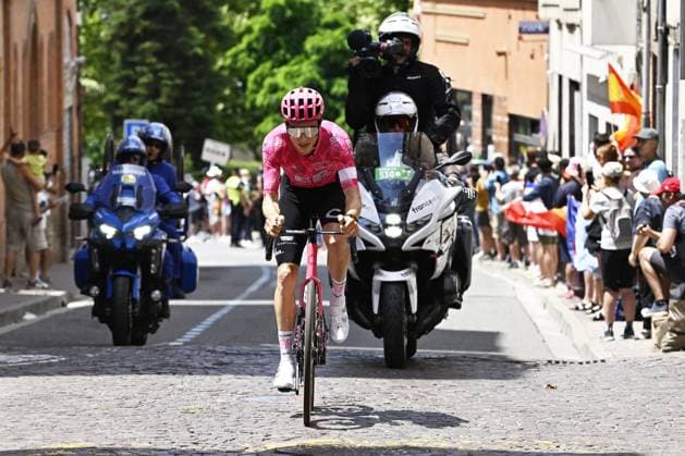 American Neilson Powless of EF Education-EasyPost pictured in action during stage 15 of the 2025 Tour de France cycling race, from Muret to Carcasonne (169 km), on Sunday 20 July 2025 in France. The 112th edition of the Tour de France starts on Saturday 5 July in Lille, France, and will finish in Paris, France on the 27th of July. POOLxJANxDExMEULENEIR  x129637898x
