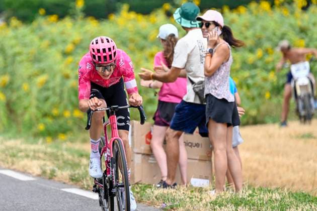 Tour de France 2025 Stage 15 CARCASSONNE, FRANCE - JULY 20 : Powless Neilson (USA) of EF Education - EasyPost alone in the escape pack during stage 15 of the 112th edition of Tour de France an UCI World Tour 2.UWT cycling road race stage for Men Elite of 169 km with start in Muret and finish in Carcassonne on July 20, 2025 in Carcassonne, France, 20 07 2025 ( Motordriver Kenny Verfaillie - Carcassonne France  Copyright: xJanxDexMeuleneirx