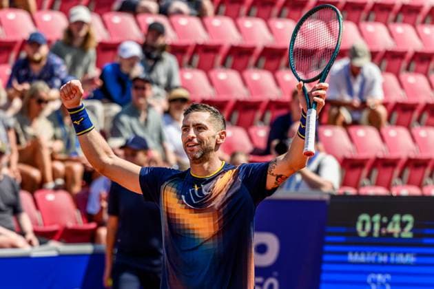 250720 Guido Andreozzi of Argentina celebrates winning in the doubles final tennis match during day 8 on July 20, 2025 in Bastad Photo Mathilda Schuler BILDBYRAN kod MA MA0849 tennis atp 250 nordea open bbeng jubel  Copyright: MATHILDAxSCHULER BB250720MA037