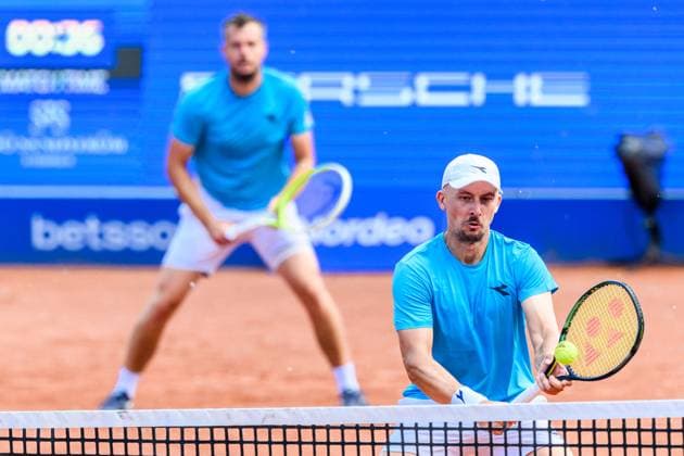 250720 Adam Pavlasek of Czech Republic and Jan Zielinski of Poland competes in the doubles final tennis match during day 8 on July 20, 2025 in Bastad Photo Mathilda Schuler BILDBYRAN kod MA MA0849 tennis atp 250 nordea open bbeng  Copyright: MATHILDAxSCHULER BB250720MA049