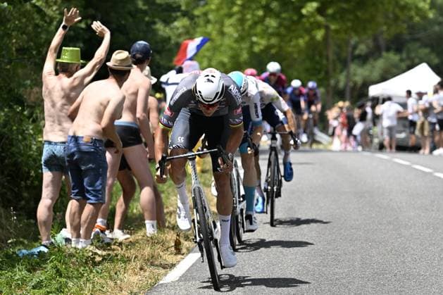 Dutch Mathieu van der Poel of Alpecin-Deceuninck pictured in action during stage 15 of the 2025 Tour de France cycling race, from Muret to Carcasonne (169 km), on Sunday 20 July 2025 in France. The 112th edition of the Tour de France starts on Saturday 5 July in Lille, France, and will finish in Paris, France on the 27th of July. POOLxJANxDExMEULENEIR  x129639901x