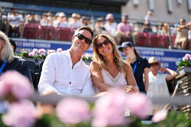 BASTAD, SWEDEN 20250720 Magnus Norman and his partner Jessica Wahlgren in the audience during Sundays mens doubles final at the Nordea Open tennis tournament in Bastad BASTAD SWEDEN x9200x  Copyright: xBjörnxLarssonxRosvall TTx NORDEA OPEN 2025 FINAL DUBBEL