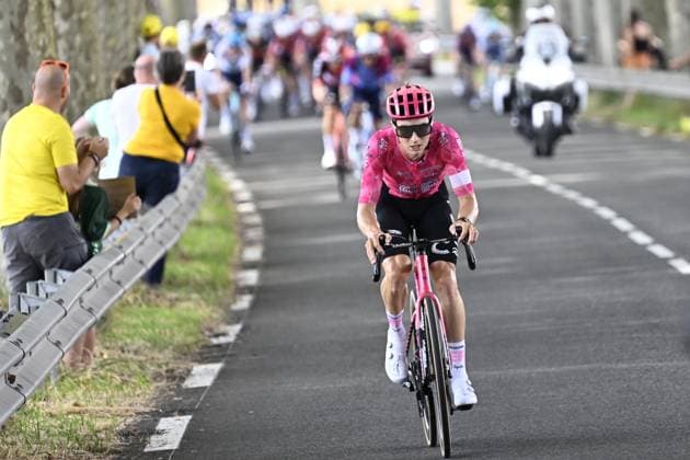 American Neilson Powless of EF Education-EasyPost pictured in action during stage 15 of the 2025 Tour de France cycling race, from Muret to Carcasonne (169 km), on Sunday 20 July 2025 in France. The 112th edition of the Tour de France starts on Saturday 5 July in Lille, France, and will finish in Paris, France on the 27th of July. POOLxJANxDExMEULENEIR  x129641084x