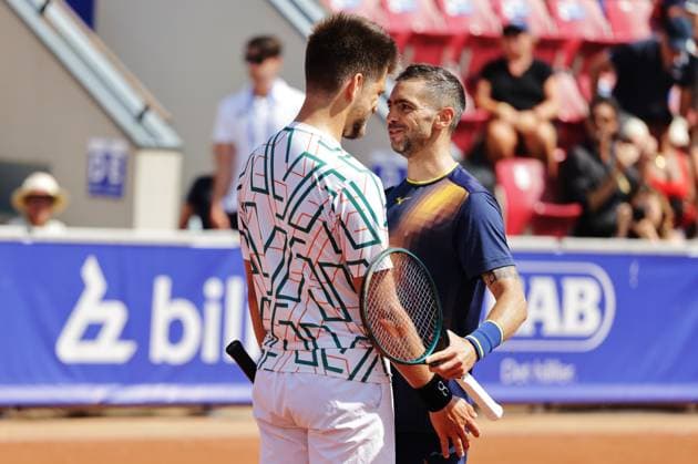 Sander Arends, Netherlands, left and Guido Andreozzi, Argentina, right celebrate the win of the men s doubles final on Sunday where they faced Adam Pavlasek, Czech Republic, and Jan Zielinski, Poland, during the Nordea Open tennis tournament in Bastad, Sweden on the 20th of July 2025 BASTAD SWEDEN x9200x  Copyright: xBjörnxLarssonxRosvall TTx NORDEA OPEN 2025 FINAL DOUBLES