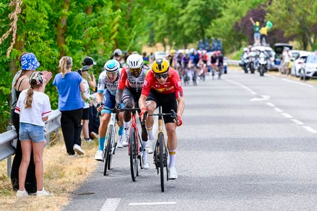 Tour de France 2025 Stage 15 CARCASSONNE, FRANCE - JULY 20 : Rider of Uno-X Mobilty in action during stage 15 of the 112th edition of Tour de France an UCI World Tour 2.UWT cycling road race stage for Men Elite of 169 km with start in Muret and finish in Carcassonne on July 20, 2025 in Carcassonne, France, 20 07 2025 ( Motordriver Kenny Verfaillie - Carcassonne France  Copyright: xJanxDexMeuleneirx