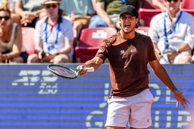 250720 Luciano Darderi of Italy competes in the singles final tennis match during day 8 on July 20, 2025 in Bastad Photo Mathilda Schuler BILDBYRAN kod MA MA0849 tennis atp 250 nordea open bbeng  Copyright: MATHILDAxSCHULER BB250720MA056