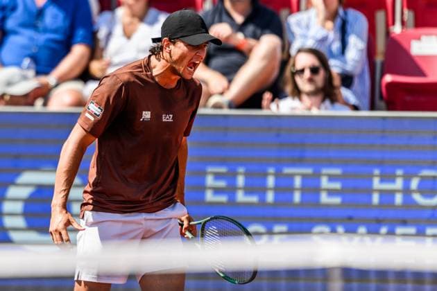 250720 Luciano Darderi of Italy competes in the singles final tennis match during day 8 on July 20, 2025 in Bastad Photo Mathilda Schuler BILDBYRAN kod MA MA0849 tennis atp 250 nordea open bbeng  Copyright: MATHILDAxSCHULER BB250720MA058
