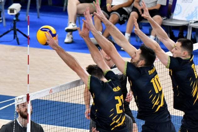 Ljubljana, Slovenia, 20th July 2024: Yevhenii Kisiliuk of Ukraine in action during the IVNL Volleyball Nations League, Week 3 match, between Ukraine and Canada at Arena Stozice, Ljubljana, Slovenia. (Natasa Kupljenik SPP) Copyright: xNatasaxKupljenikx xSPPx SPP_1024437