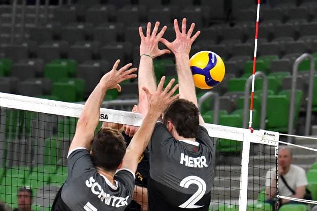Ljubljana, Slovenia, 20th July 2024: Luke Herr of Canada in action during the IVNL Volleyball Nations League, Week 3 match, between Ukraine and Canada at Arena Stozice, Ljubljana, Slovenia. (Natasa Kupljenik SPP) Copyright: xNatasaxKupljenikx xSPPx SPP_1024447