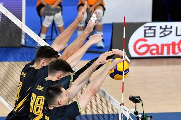 Ljubljana, Slovenia, 20th July 2024: Oleksandr Koval of Ukraine in action during the IVNL Volleyball Nations League, Week 3 match, between Ukraine and Canada at Arena Stozice, Ljubljana, Slovenia. (Natasa Kupljenik SPP) Copyright: xNatasaxKupljenikx xSPPx SPP_1024456