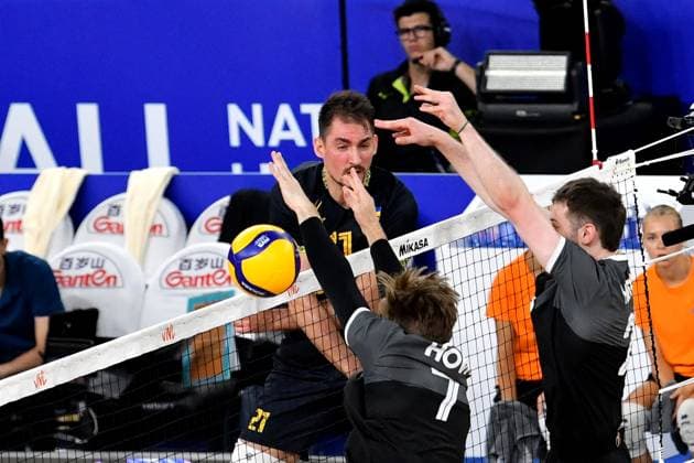 Ljubljana, Slovenia, 20th July 2024: Yevhenii Kisiliuk of Ukraine in action during the IVNL Volleyball Nations League, Week 3 match, between Ukraine and Canada at Arena Stozice, Ljubljana, Slovenia. (Natasa Kupljenik SPP) Copyright: xNatasaxKupljenikx xSPPx SPP_1024473