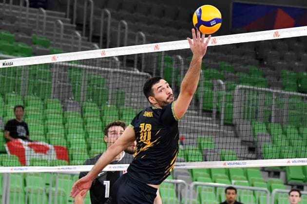 Ljubljana, Slovenia, 20th July 2024: Yurii Semeniuk of Ukraine in action during the IVNL Volleyball Nations League, Week 3 match, between Ukraine and Canada at Arena Stozice, Ljubljana, Slovenia. (Natasa Kupljenik SPP) Copyright: xNatasaxKupljenikx xSPPx SPP_1024484
