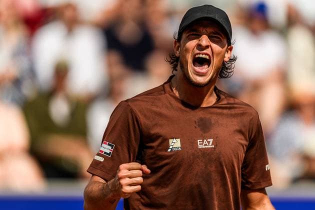 250720 Luciano Darderi of Italy competes in the singles final tennis match during day 8 on July 20, 2025 in Bastad Photo Mathilda Schuler BILDBYRAN kod MA MA0849 tennis atp 250 nordea open bbeng  Copyright: MATHILDAxSCHULER BB250720MA064