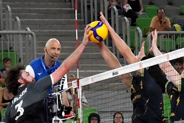 Ljubljana, Slovenia, 20th July 2024: Jesse Elser of Canada in action during the IVNL Volleyball Nations League, Week 3 match, between Ukraine and Canada at Arena Stozice, Ljubljana, Slovenia. (Natasa Kupljenik SPP) Copyright: xNatasaxKupljenikx xSPPx SPP_1024826