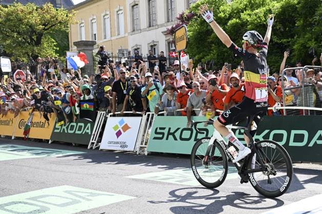 Belgian Tim Wellens of UAE Team Emirates and pictured winning the stage 15 of the 2025 Tour de France cycling race, from Muret to Carcasonne (169 km), on Sunday 20 July 2025 in France. The 112th edition of the Tour de France starts on Saturday 5 July in Lille, France, and will finish in Paris, France on the 27th of July. JASPERxJACOBS  x129658443x