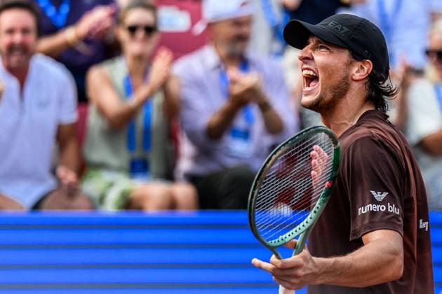 250720 Luciano Darderi of Italy celebrates durin the singles final tennis match during day 8 on July 20, 2025 in Bastad Photo Mathilda Schuler BILDBYRAN kod MA MA0849 tennis atp 250 nordea open bbeng jubel  Copyright: MATHILDAxSCHULER BB250720MA078