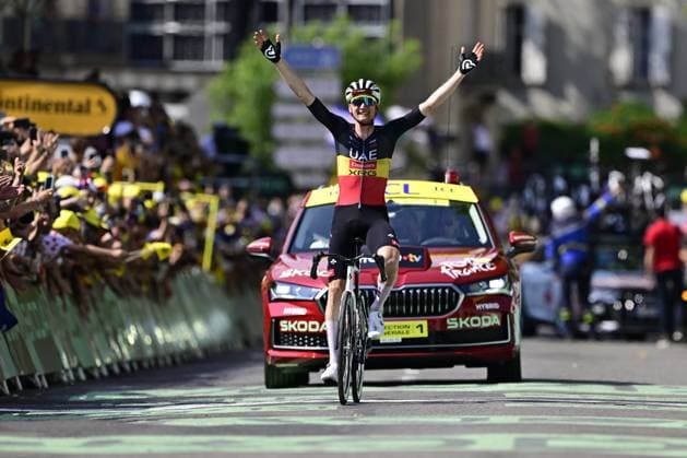 Belgian Tim Wellens of UAE Team Emirates and pictured winning the stage 15 of the 2025 Tour de France cycling race, from Muret to Carcasonne (169 km), on Sunday 20 July 2025 in France. The 112th edition of the Tour de France starts on Saturday 5 July in Lille, France, and will finish in Paris, France on the 27th of July. DIRKxWAEM  x129658604x
