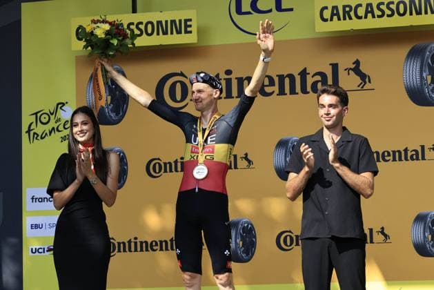 2025 Tour de France - Stage 15 Tim Wellens, UAE Team Emirates - XRG, winner stage, in Carcassonne, France during Tour de France 2025 - Stage 15, Tour De France race in France, on July 20, 2025. Photo by Stefano Cavasino IPA ABACAPRESS.COM Carcassonne France  Copyright: xIPAxSport ABACAx