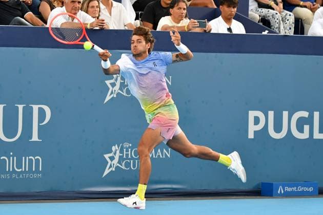 RECORD DATE NOT STATED Flavio Cobolli durante la Hopman Cup 2025 Domenica 20 Luglio 2025 Bari - Fiera del Levante Copyright: xAndreaxRositox DSC_2617